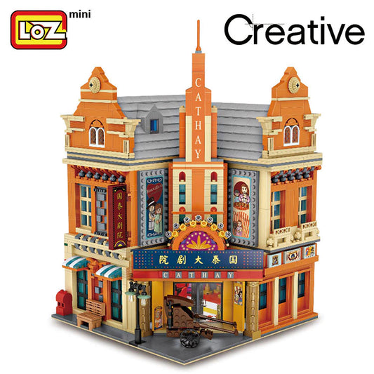 LoZ Mini Building Block, Street Series, Old Shanghai Cathay Pacific Theater Night Shanghai Large Assembly (1042) 2960 Pieces